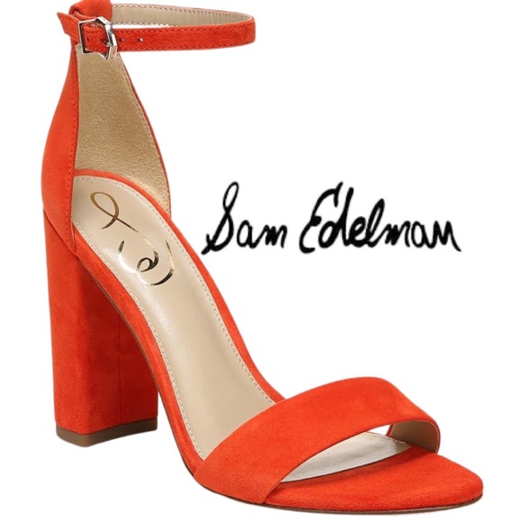 NWOB $130 Sam Edelman Yaro Suede Sandal Red/Orange - Picture 1 of 9